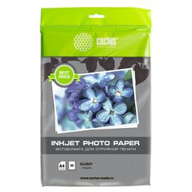  Фотобумага Cactus CS-GA413020ED A4/130г/м2/20л/белый глянцевое для струйной печати 