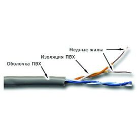  Кабель информационный Lanmaster TWT-5EUTP2-GY кат.5 U/UTP не экранированный 2X2X24AWG PVC внутренний 305м серый 