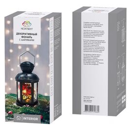  Декоративный фонарь NEON-NIGHT 513-061 с шариками 12х12х20,6см, черный, теплый цвет свечения 