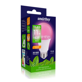  Лампа светодиодная SMARTBUY ФИТО A60 11Вт E27 (фито спектр) (1/10/100) 