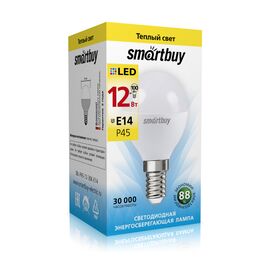  Лампа светодиодная SMARTBUY P45 12Вт 3000K E14 (теплый свет) (1/10/100) 