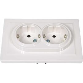  Розетка силовая IEK Brite РС12-3-БрБ (BR-R21-16-K01-F) двойная, 2 розетки, скрытая, заземление, IP20, белый 