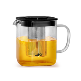  Заварочный чайник LARA LR06-25 1000мл боросиликатное стекло, стальной фильтр, квадратный 
