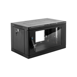  Шкаф коммутационный ЦМО ШРН-6.500-9005 настенный 6U 600x500мм пер.дв.стекл 200кг черный 470мм 180град. 