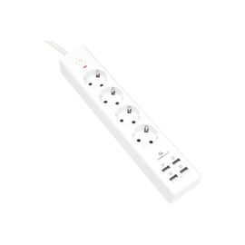  Сетевой фильтр Cablexpert Exnovo EXN-4-U4-W-2 белый, 4 розетки 
