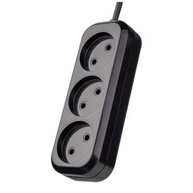  Удлинитель без заземления Perfeo "RU POWER", 1,5м, 3 розетки, чёрный (Р16-012) 