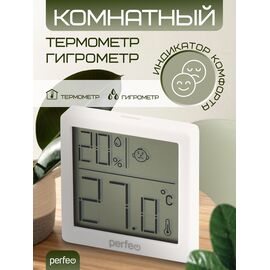  Метеостанция  Perfeo "Hugo", (PF-CX-0710), термометр гигрометр, белый, (Арт. PF_E2052) 