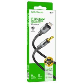  Аудио кабель BOROFONE BL19/ AUX/ 3.5 mm jack - Lightning/ 1m/ Черный, (Арт. B-08327) 