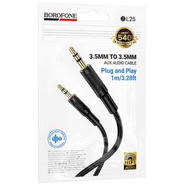  Аудио кабель BOROFONE BL25/ AUX /3.5 mm jack - 3.5 mm jack/ 1m/ Черный, (Арт. B-24754) 