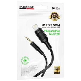  Аудио кабель BOROFONE BL25/ AUX /3.5 mm jack - Lightning/ 1m/ Черный, (Арт. B-24761) 