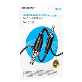  Аудио кабель BOROFONE BL26/ AUX /3.5 mm jack - 3.5 mm jack/ 1m/ Черный, (Арт. B-22170) 
