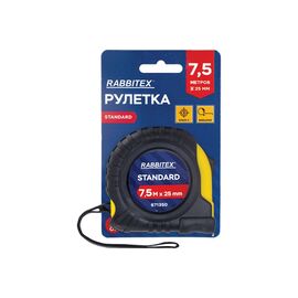  Рулетка измерительная RABBITEX 671350 Standard 7,5м*25мм, обрезиненный корпус, с фиксатором 