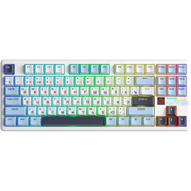  Клавиатура AULA F87Pro V2 игровая беспроводная механическая серый градиент, символы на бок. гранях, Greywood свитчи РУС (Bluetooth, 2.4) 