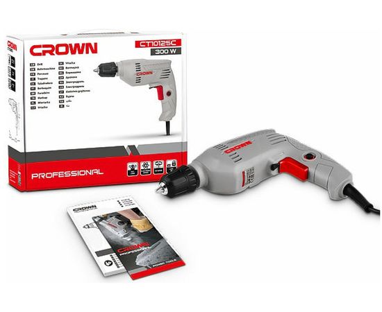  Дрель безударная CROWN CT10125C (300 Вт,БЗП) 