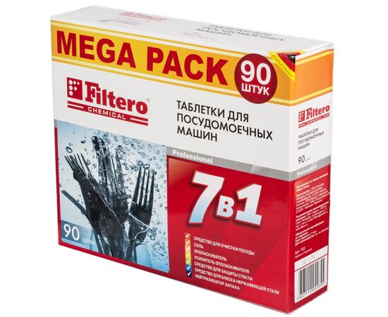 Таблетки для ПММ Filtero "7 в 1" МЕГАПАК 90 шт., Арт. 703 