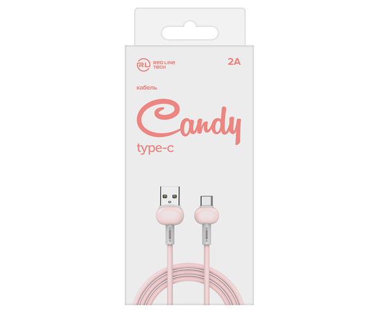 Дата-Кабель Red Line Candy USB - Type-C, розовый 