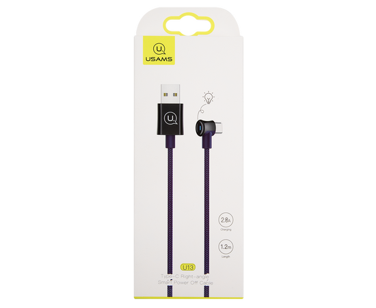  Дата-Кабель USAMS-U13 USB - Type-C, Smart Power-off, синий (SJ341USB03) 