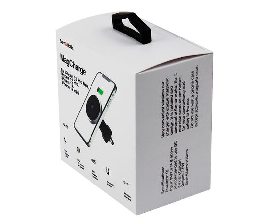  Автомобильный держатель Barn&Hollis Qi-15 MagCharge с беспроводной зарядкой в воздуховод, черный 