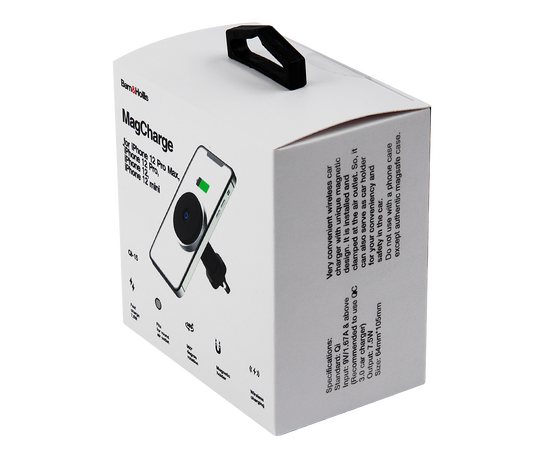  Автомобильный держатель Barn&Hollis Qi-15 MagCharge с беспроводной зарядкой в воздуховод, черный 