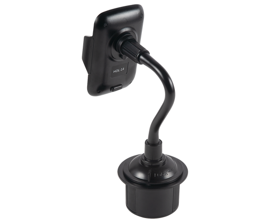  Универсальный автомобильный держатель для смартфона с гибкой штангой, модель HOL-14 (крепление в подстаканник), черный 