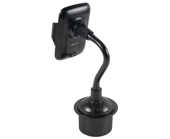  Универсальный автомобильный держатель для смартфона с гибкой штангой, модель HOL-14 (крепление в подстаканник), черный 