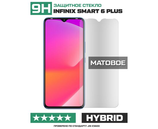  Стекло защитное гибридное МАТОВОЕ Krutoff для INFINIX Smart 6 Plus 
