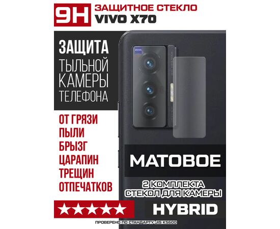  Стекло защитное гибридное МАТОВОЕ Krutoff для камеры Vivo X70 (2 шт.) 