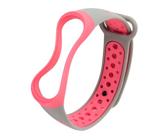  Ремешок двухцветный для фитнес-браслета Xiaomi Mi Band 4/ Mi Band 3, серый с розовым 