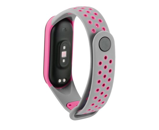  Ремешок двухцветный для фитнес-браслета Xiaomi Mi Band 4/ Mi Band 3, серый с розовым 