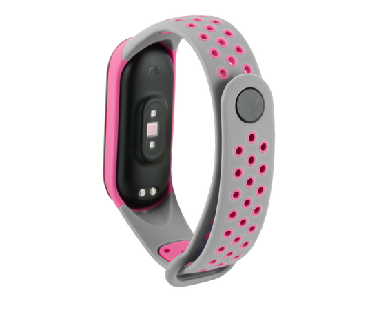  Ремешок двухцветный для фитнес-браслета Xiaomi Mi Band 4/ Mi Band 3, серый с розовым 