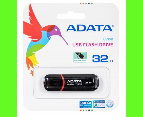  Flash Drive 32Gb ADATA  UV150 AUV150-32G-RBK, USB3.0 (черный) 
