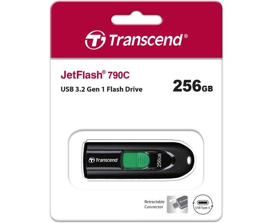  USB-флешка Transcend 256Gb Jetflash Type-C 790С TS256GJF790C USB3.0 черный 
