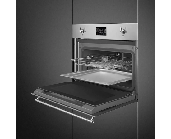  Духовой шкаф SMEG SO4302S3X компактный с паром, 45см, 41л., 12 функций, паровая очистка, нерж. сталь 
