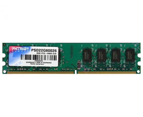  Оперативная память DDR2 2Gb 800MHz Patriot PSD22G80026 RTL PC2-6400 CL6 DIMM 240-pin 1.8В 