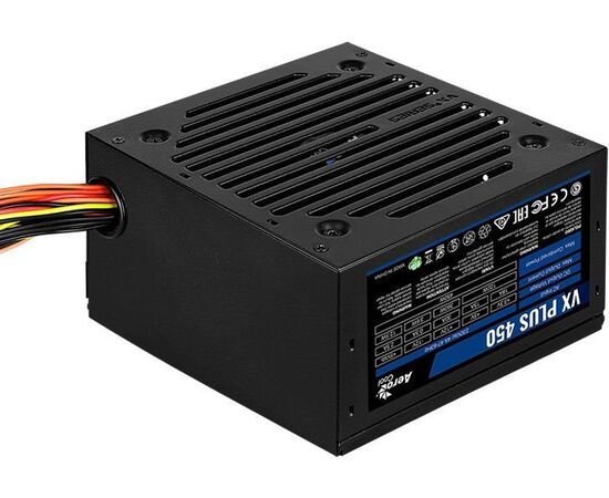  Блок питания Aerocool VX PLUS 450, 450W,ATX v2.3 Haswell, fan 12cm, 500mm cable, power cord, 20+4P, 4+4P, PCIe 6+2P x1, PATA x2, SATA x2, FDD 