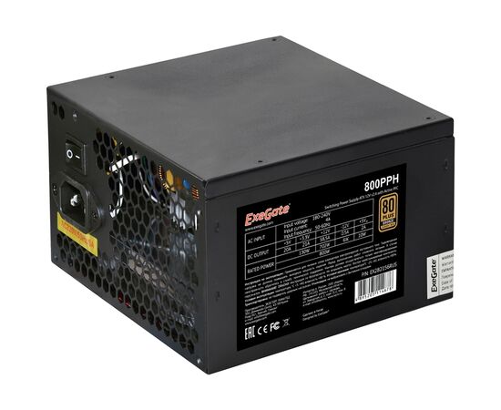  Блок питания ExeGate 800PPH EX282156RUS 80 PLUS® Bronze 800W (ATX, APFC, КПД 89% (80 PLUS Bronze), 12cm fan, 20+4pin, 2x2x(4+4)pin, 4xPCI-E, 8xSATA, 4 