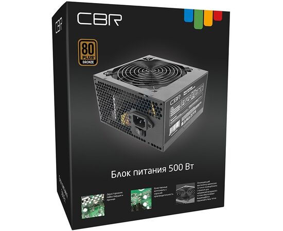  Блок питания CBR PSU-ATX500-12GM ATX 500W 80+ Bronze, APFC, 0.6mm, 20+4pin, 1*8-pin(4+4P), 2*6+2pin, 4*SATA, 4*IDE, 12cm fan, черный 