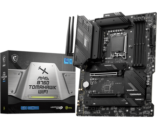  MB s1700 MSI MAG B760 Tomahawk WIFI, 4*DDR5, 2*PCIEx16, 1*PCIEx1, 3*M.2, 2*TypeC, 4*USB3.2Gen2, 2*USB3.2Gen1, 8*USB2.0, 4*SATA3.0, 2.5G, DP, HDMI, ATX 