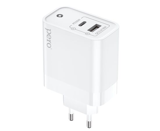  СЗУ PERO TC12 USB-A QC3.0 + USB-C PD, 48W белый 