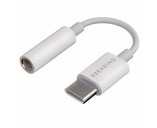  Адаптер Breaking, AUX 3.5мм - USB-C (Белый) 