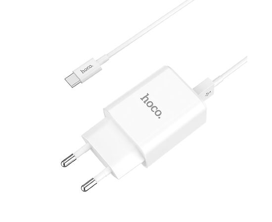  Адаптер Сетевой с кабелем Hoco C62A Victoria 2USB/5V/2.1A +Type-C (white) 