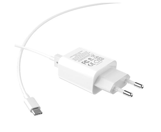  Адаптер Сетевой с кабелем Hoco C62A Victoria 2USB/5V/2.1A +Type-C (white) 