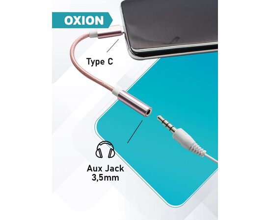  Переходник для наушников Type-C на AUX, Jack 3.5, розовый 