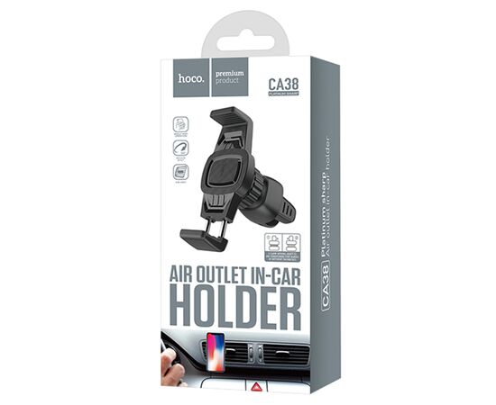  Автомобильный держатель HOCO CA38 Platinum, зажимной, на воздуховод, черный+серый 