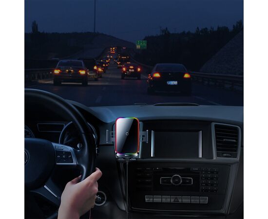  Автомобильный держатель BASEUS Halo Electric, зажимной с беспроводной зарядкой, 15W, на воздуховод, черный 