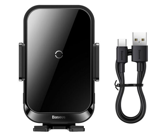  Автомобильный держатель BASEUS Halo Electric, зажимной с беспроводной зарядкой, 15W, на воздуховод, черный 
