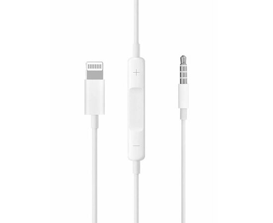  Аудиокабель  MH021 AUX с микрофоном Jack 3.5 (m) - Lightning (m), 1 м, белый 