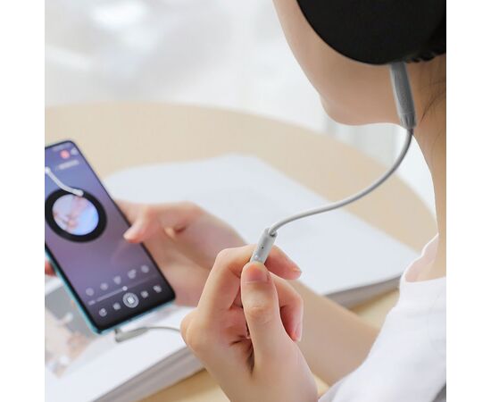  Аудиокабель BOROFONE BL5 AUX с микрофоном Jack 3.5 (m) - Jack 3,5 (m), 1 м, серый 