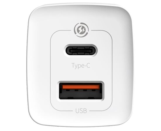  Сетевое зарядное устройство BASEUS GaN2 lite 1xUSB + 1xUSB-C, 3A, 65W, белый 