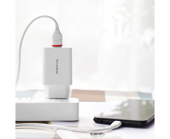  Сетевое зарядное устройство BOROFONE BA21A Long journey 1xUSB с Кабелем USB - Micro, 3A, 18W, белый 